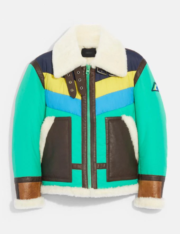 Men’s Aviator Shearling Multi-Color Jacket | Jackets Land