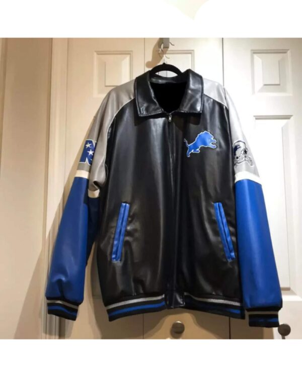 Detroit Lions NFL Black Leather Jacket