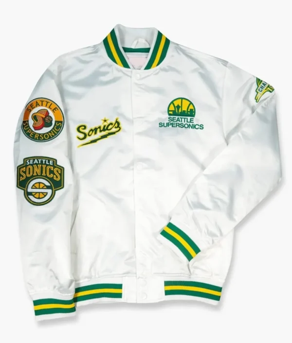 Seattle Supersonics Golden Age White Satin Jacket
