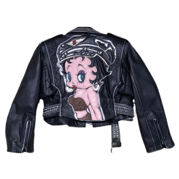 Betty Boop Black Studded Biker Leather Jacket