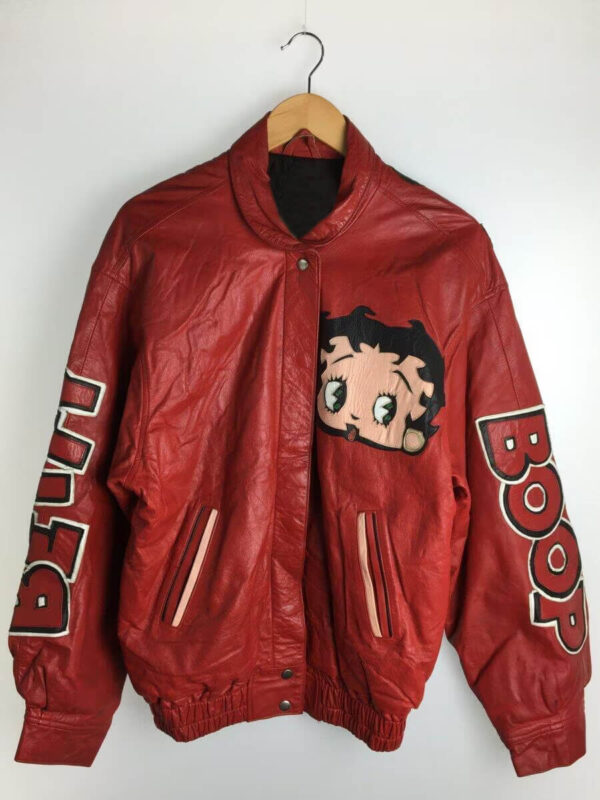 Betty Boop Red Cartoon Leather Jacket.