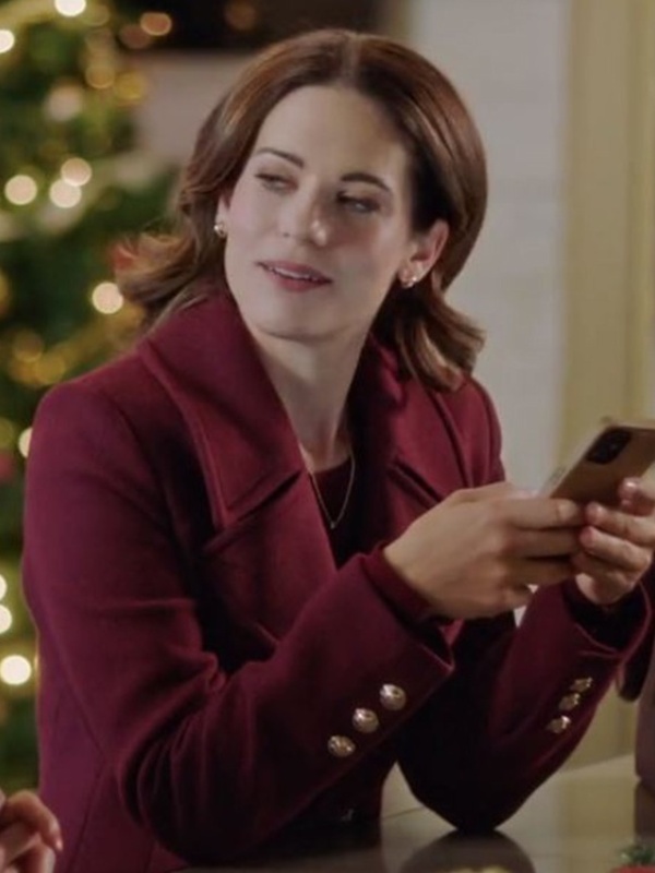Lyndsy Fonseca Movie Where Are You, Christmas Red Wool Coat
