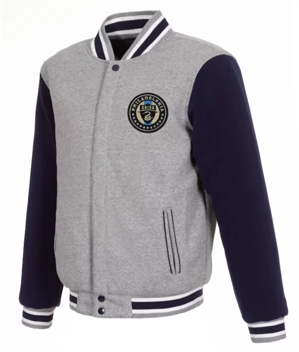 Philadelphia Union Gray And Navy Varsity Wool Jacket