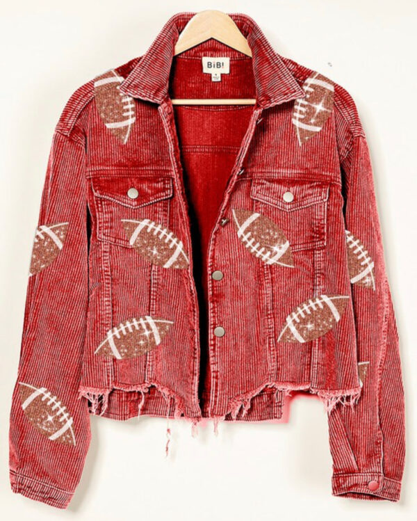 Game day Vintage Red Patched Sequin Jacket