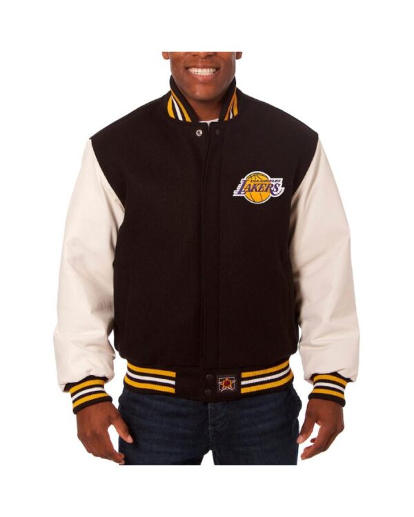 Lakers JH Design Big & Tall Wool & Leather Jacket