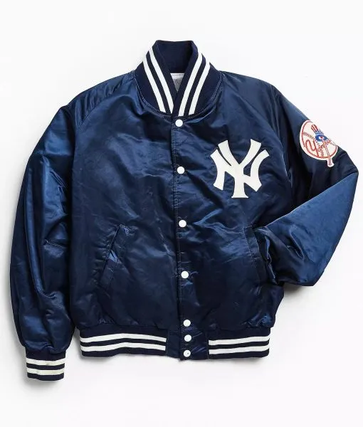 90s New York Yankees Satin Blue Jacket