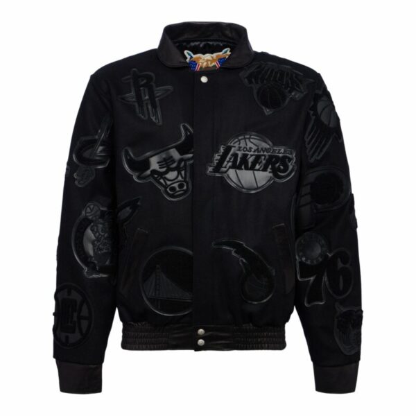 NBA Collage Wool & Leather Patches Jacket Black/black