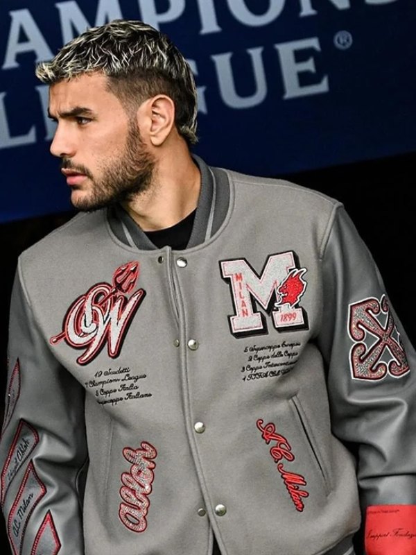 Ac Milan Grey Varsity Jacket