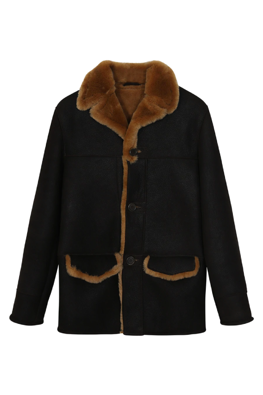 Men Black Wool Shearling Jacket | jackets land
