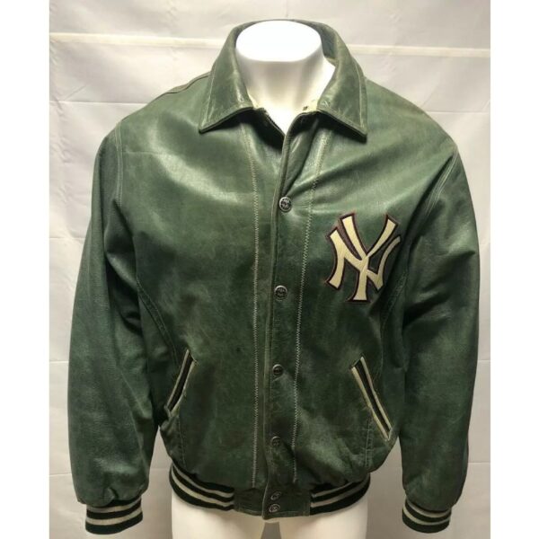 Vintage Mirage Ny Yankees Green Leather Jacket