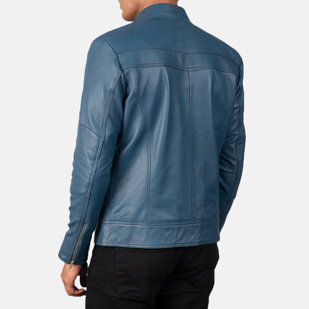 Mack Blue Leather Biker Jacket