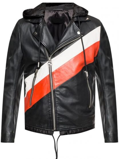 Men’s Leather Hooded Biker Jacket